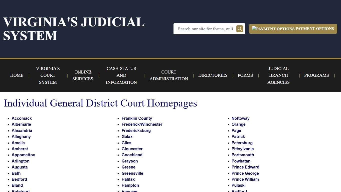 Individual General District Court Homepages | Virginia Court System